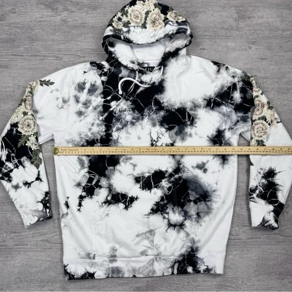 Civil Regime Tie-Dye Floral Hoodie - Black & White (Size M) - Picture 3 of 5